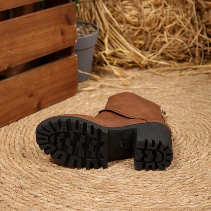Women's Chunky Heel Buckle Boots