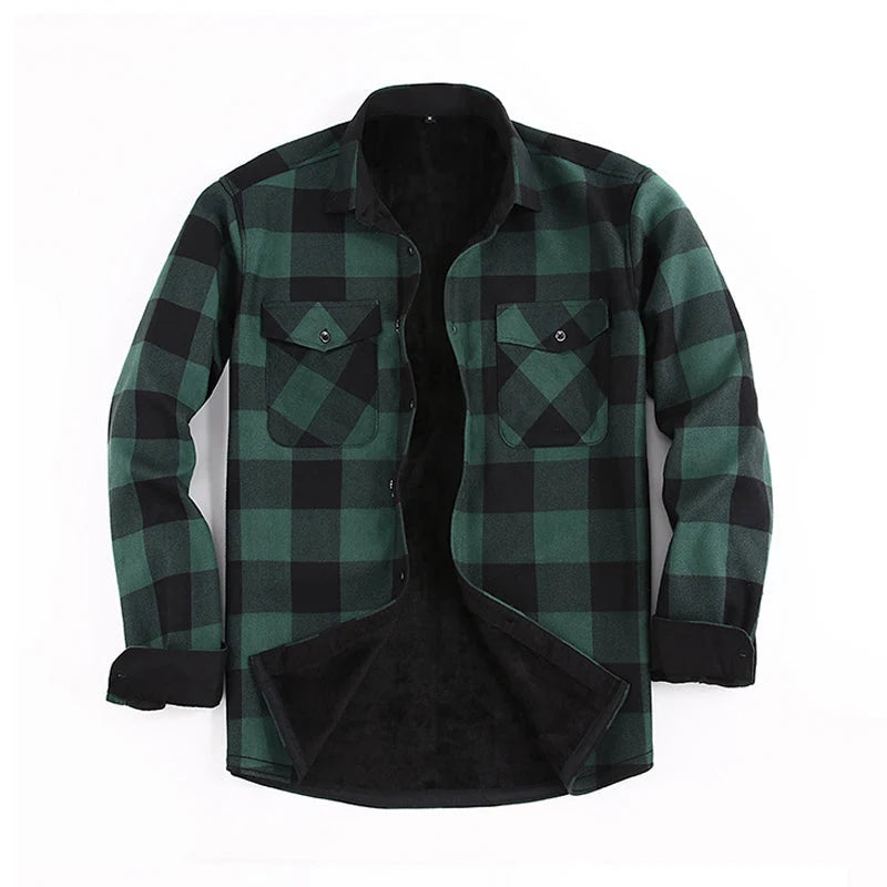 Men's Fleece-Lined Checked Shirt Jacket