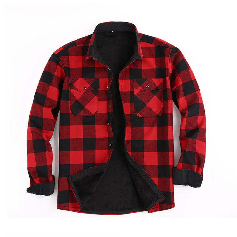 Men's Fleece-Lined Checked Shirt Jacket