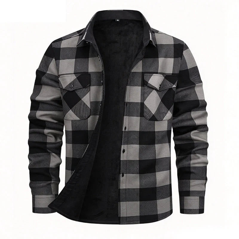 Men's Fleece-Lined Checked Shirt Jacket