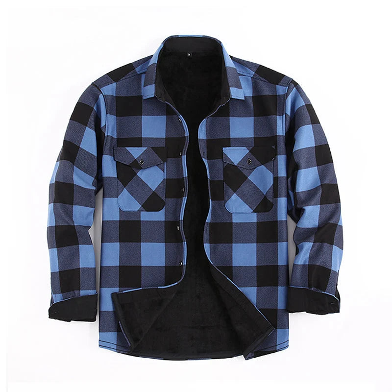 Men's Fleece-Lined Checked Shirt Jacket