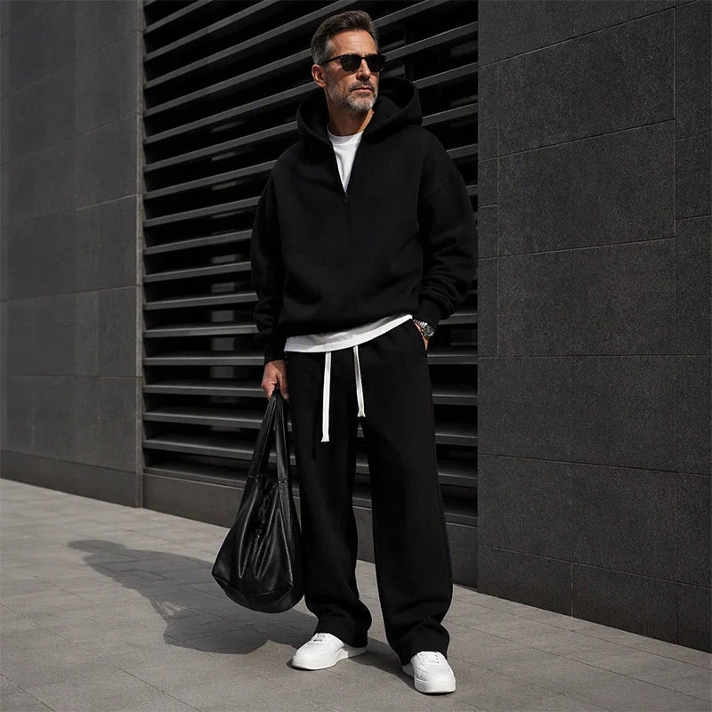 Men's Relaxed Half-Zip Hoodie & Joggers Set