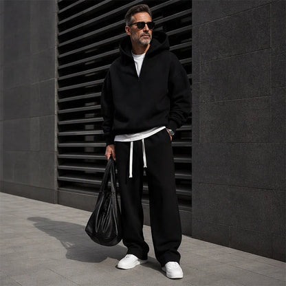 Men's Relaxed Half-Zip Hoodie & Joggers Set