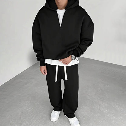 Men's Relaxed Half-Zip Hoodie & Joggers Set