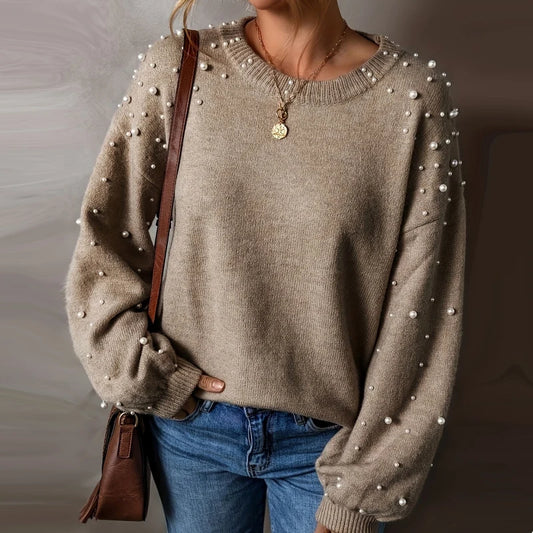 Women's Pearl-Embellished Knitted Jumper