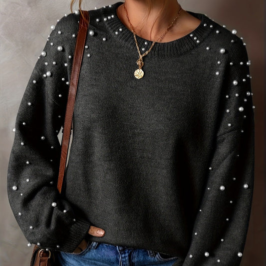 Women's Pearl-Embellished Knitted Jumper