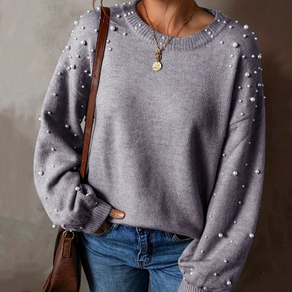 Women's Pearl-Embellished Knitted Jumper