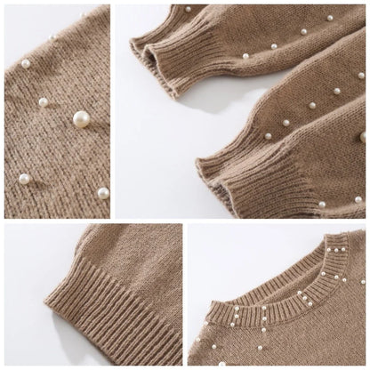 Women's Pearl-Embellished Knitted Jumper