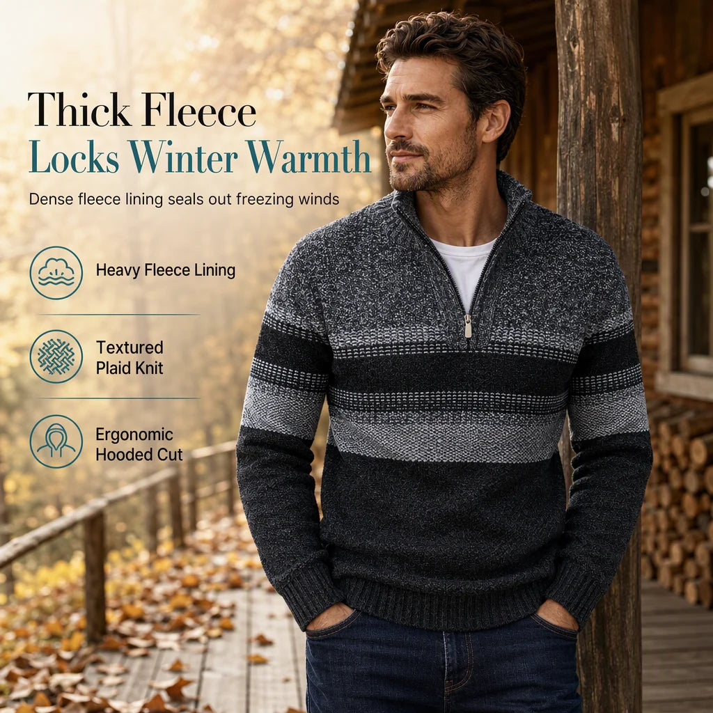 Men's Fleece-Lined Quarter-Zip Knit Jumper