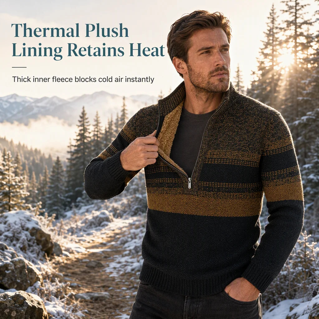 Men's Fleece-Lined Quarter-Zip Knit Jumper