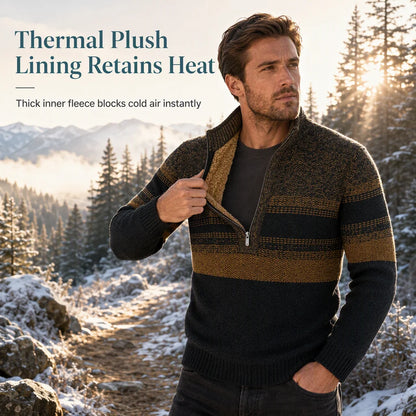 Men's Fleece-Lined Quarter-Zip Knit Jumper