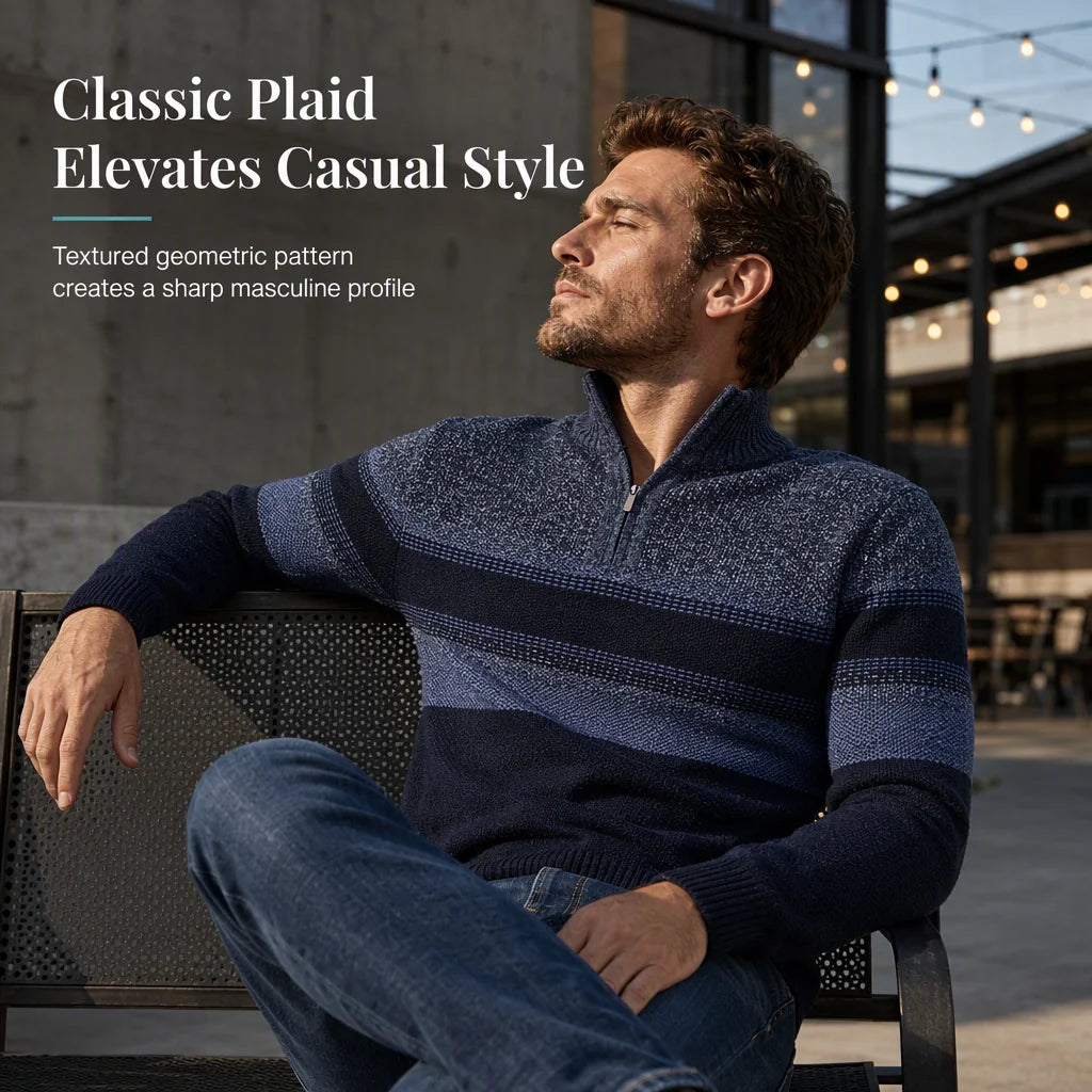 Men's Fleece-Lined Quarter-Zip Knit Jumper