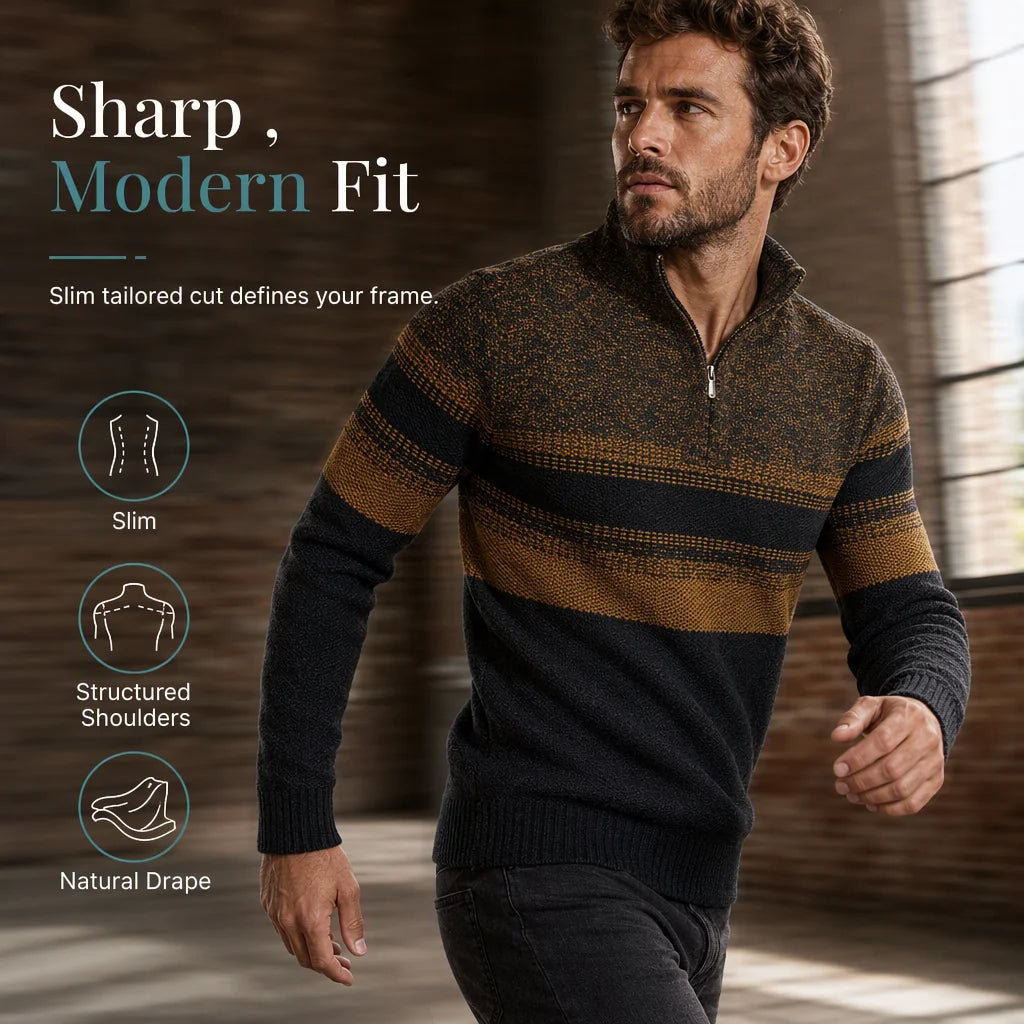 Men's Fleece-Lined Quarter-Zip Knit Jumper
