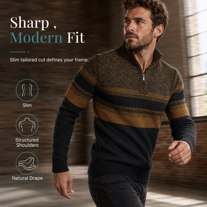 Men's Fleece-Lined Quarter-Zip Knit Jumper