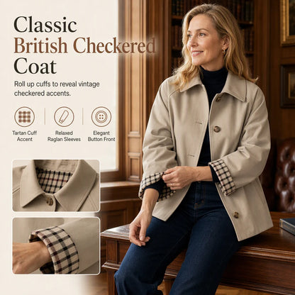 Women's Check-Lined Button-Up Jacket
