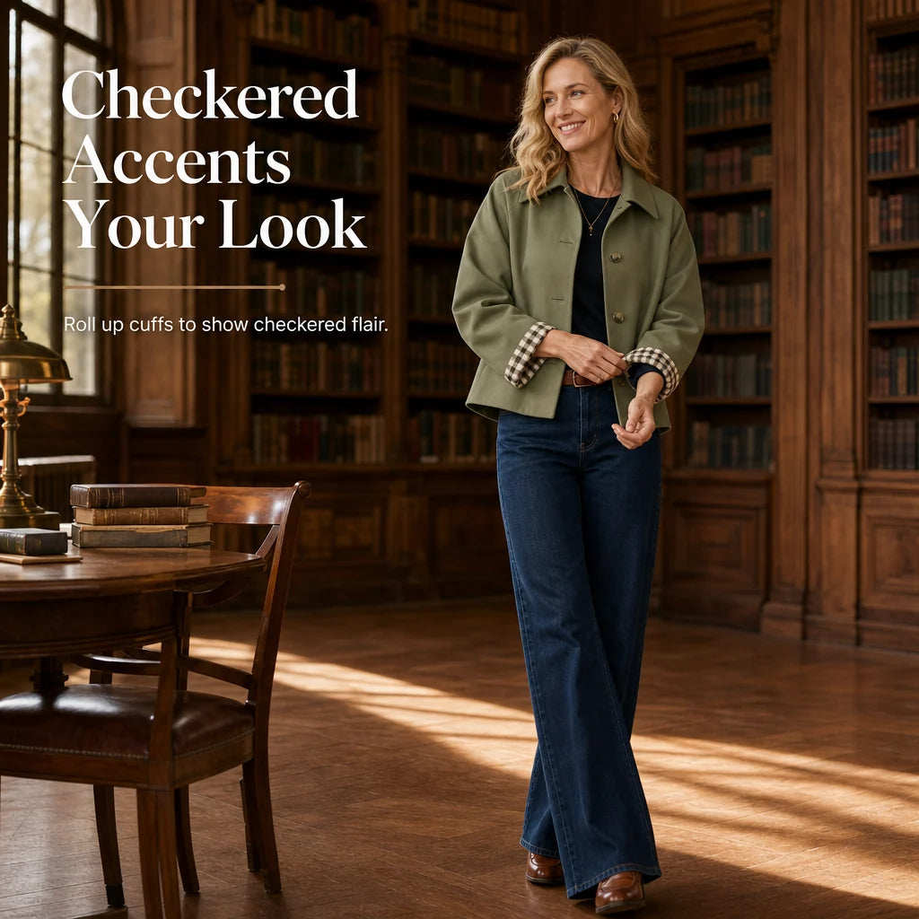 Women's Check-Lined Button-Up Jacket