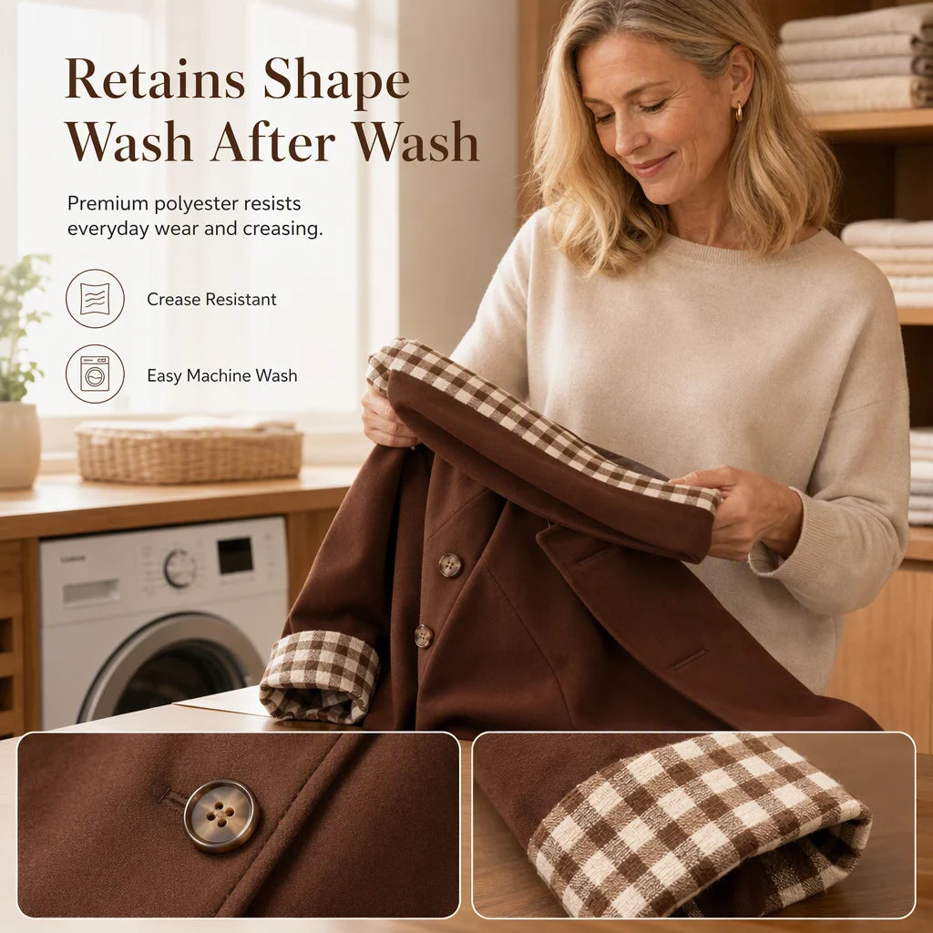 Women's Check-Lined Button-Up Jacket