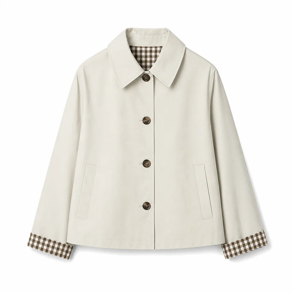 Women's Check-Lined Button-Up Jacket
