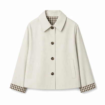 Women's Check-Lined Button-Up Jacket