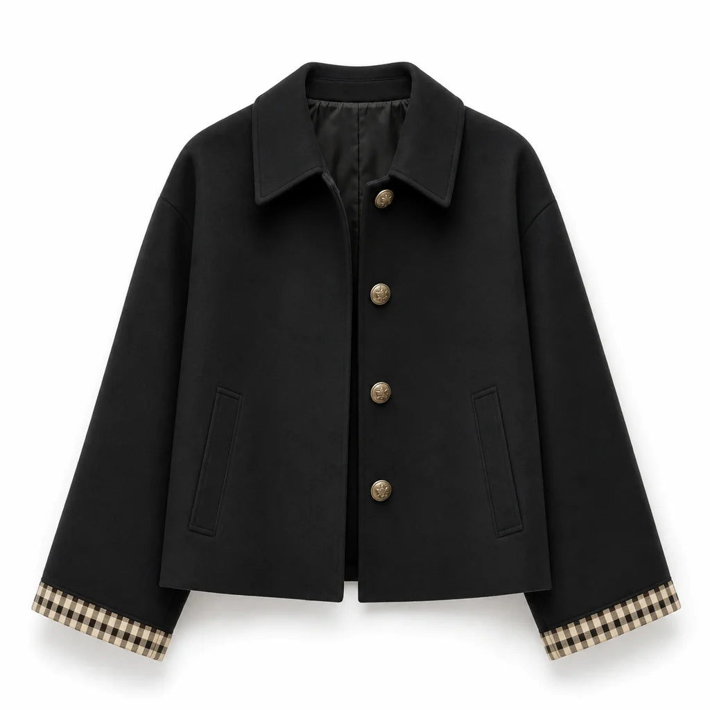 Women's Check-Lined Button-Up Jacket