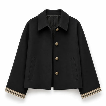 Women's Check-Lined Button-Up Jacket