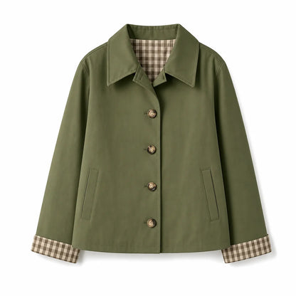 Women's Check-Lined Button-Up Jacket
