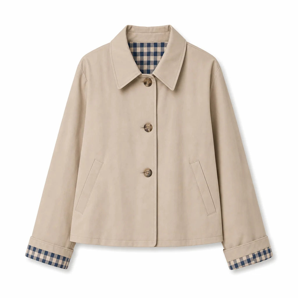 Women's Check-Lined Button-Up Jacket