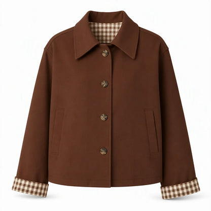 Women's Check-Lined Button-Up Jacket