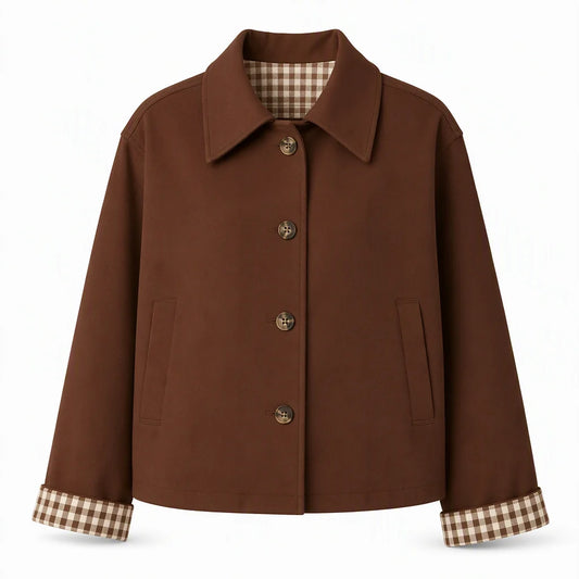Women's Check-Lined Button-Up Jacket