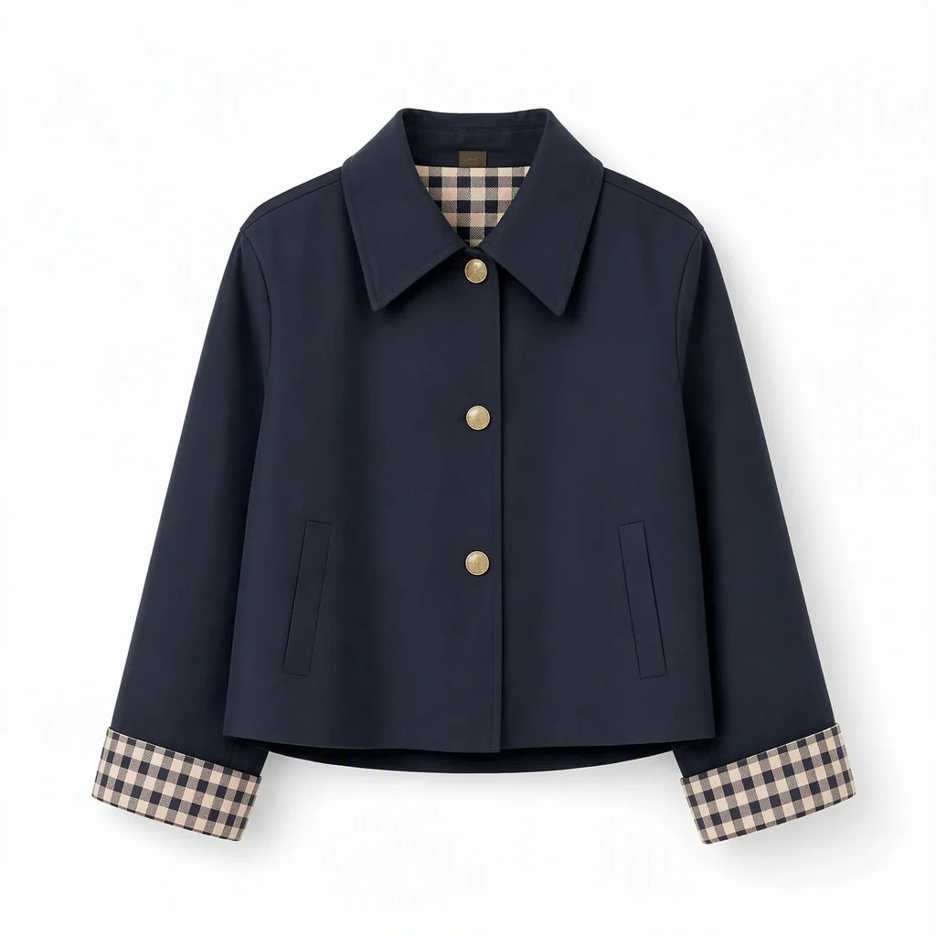 Women's Check-Lined Button-Up Jacket