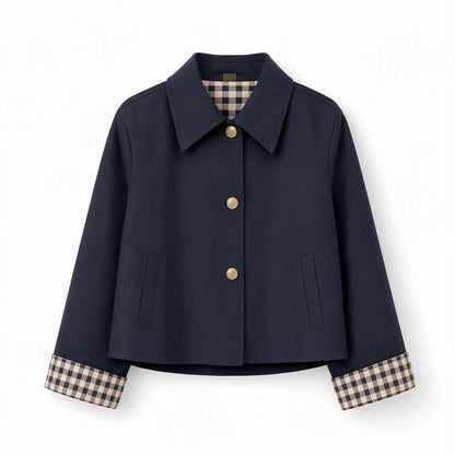 Women's Check-Lined Button-Up Jacket