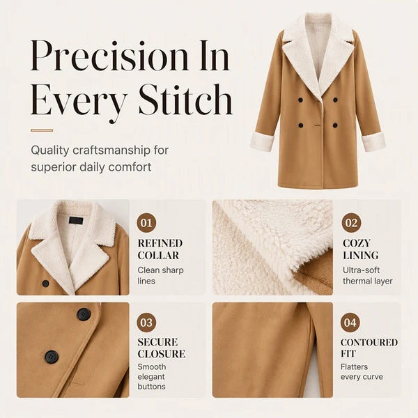 Women's Sherpa-Lined Double-Breasted Coat