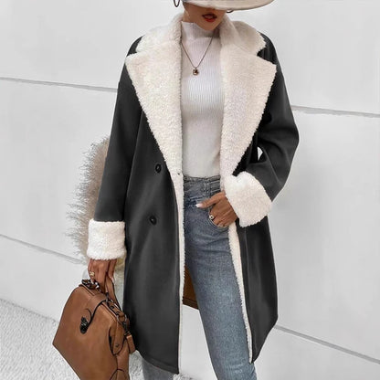 Women's Sherpa-Lined Double-Breasted Coat