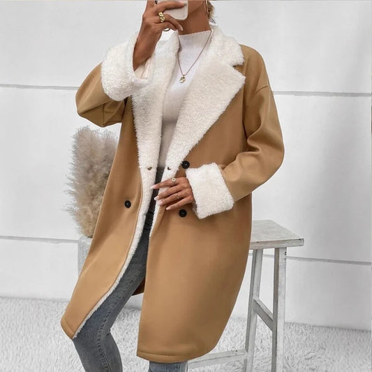 Women's Sherpa-Lined Double-Breasted Coat