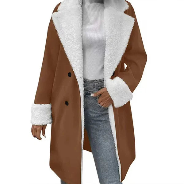 Women's Sherpa-Lined Double-Breasted Coat