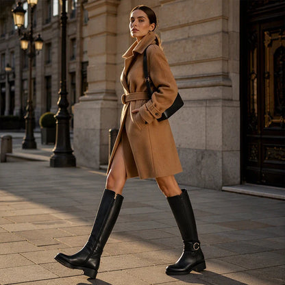 Women's Buckle Detail Knee-High Boots