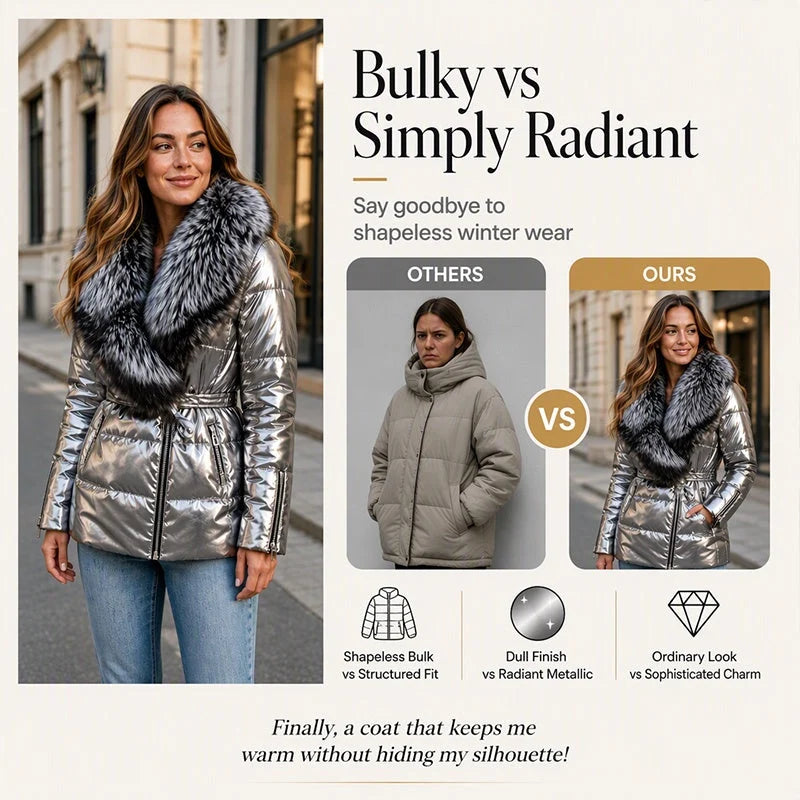Women's Faux Fur Collar Belted Puffer Jacket