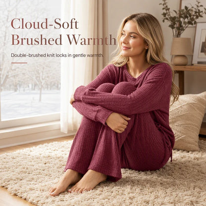 Women's Soft Ribbed Two-Piece Lounge Set