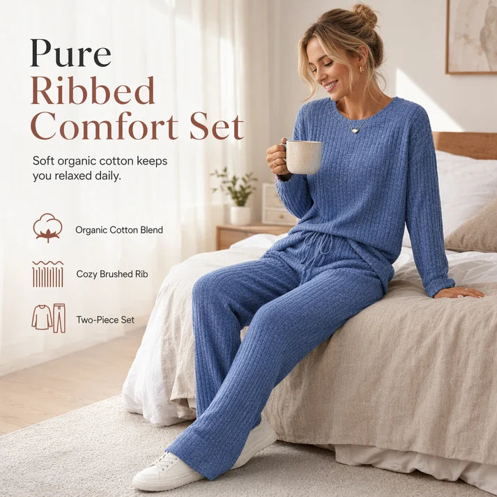 Women's Soft Ribbed Two-Piece Lounge Set