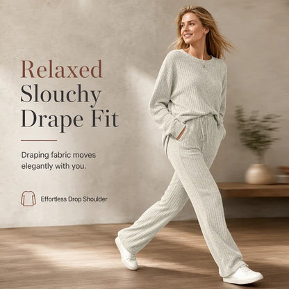Women's Soft Ribbed Two-Piece Lounge Set