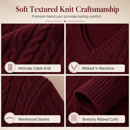 Women's V-Neck Cable Knit Jumper