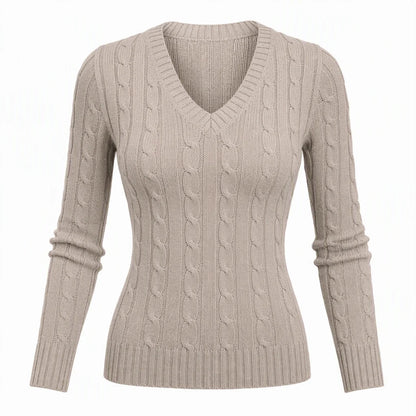 Women's V-Neck Cable Knit Jumper