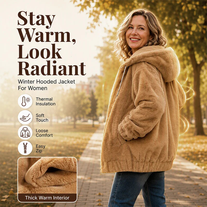 Women's Plush Fleece Hooded Winter Jacket