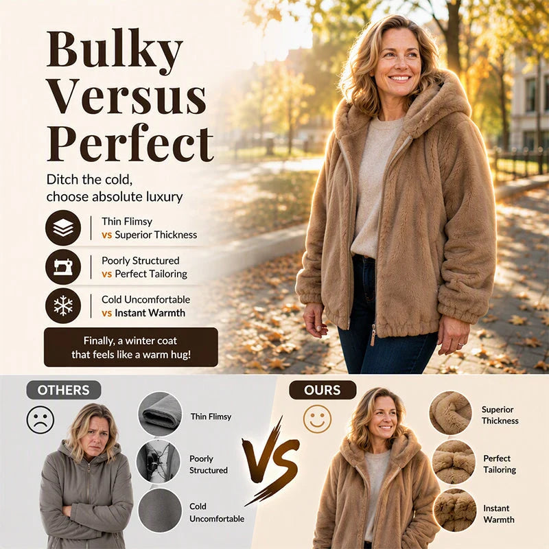 Women's Plush Fleece Hooded Winter Jacket