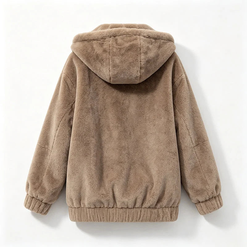 Women's Plush Fleece Hooded Winter Jacket