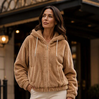 Women's Plush Fleece Hooded Winter Jacket