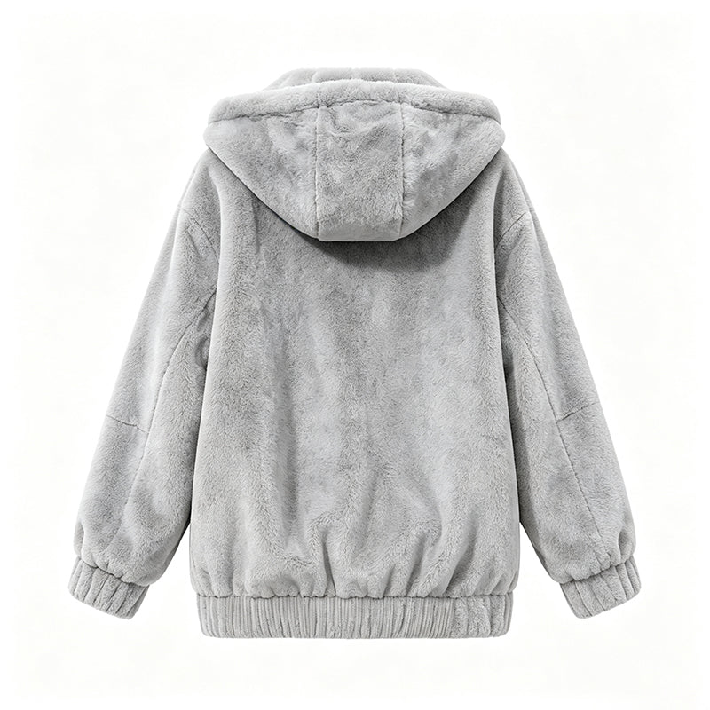 Women's Plush Fleece Hooded Winter Jacket