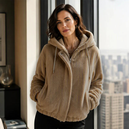 Women's Plush Fleece Hooded Winter Jacket
