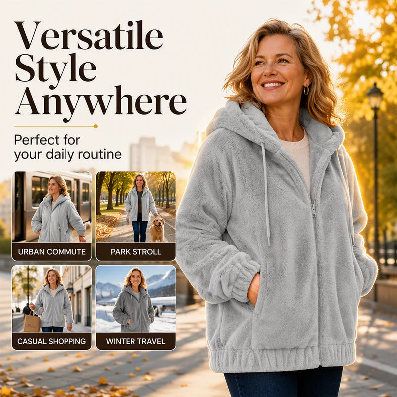 Women's Plush Fleece Hooded Winter Jacket