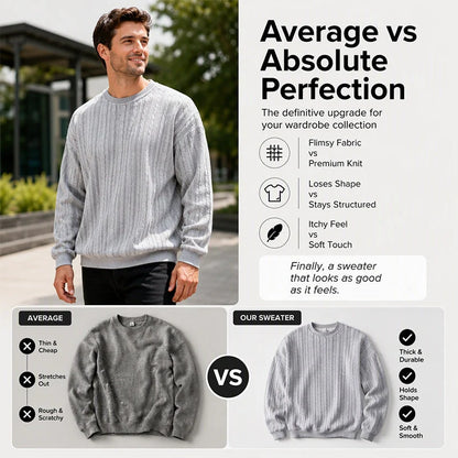 Men's Textured Cable Knit Crewneck Jumper